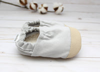 Pewter Linen Baby Shoes