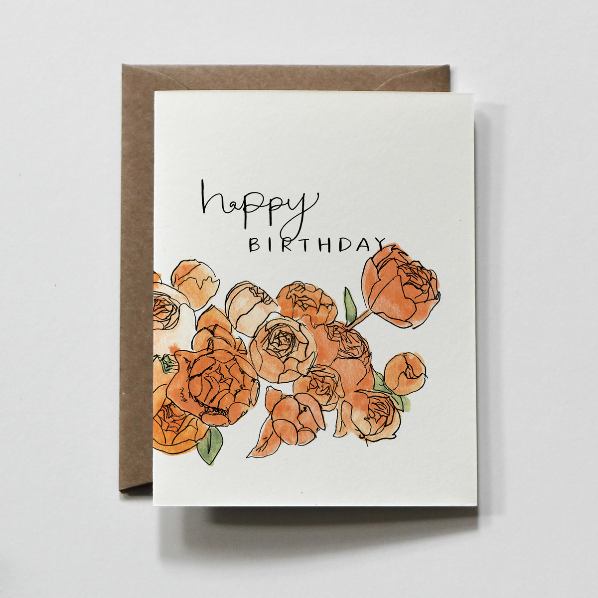 Peonies | Floral Watercolor Happy Birthday Greeting Card