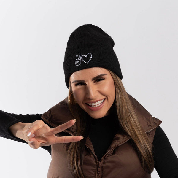 Peace And Love Embroidered Beanie