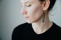 Black Rectangular Bar Earrings