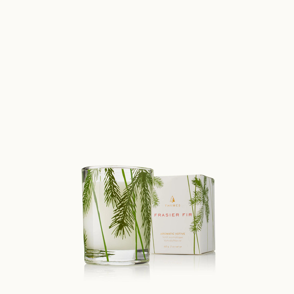 Frasier Fir Votive Candle, Pine Needle Design